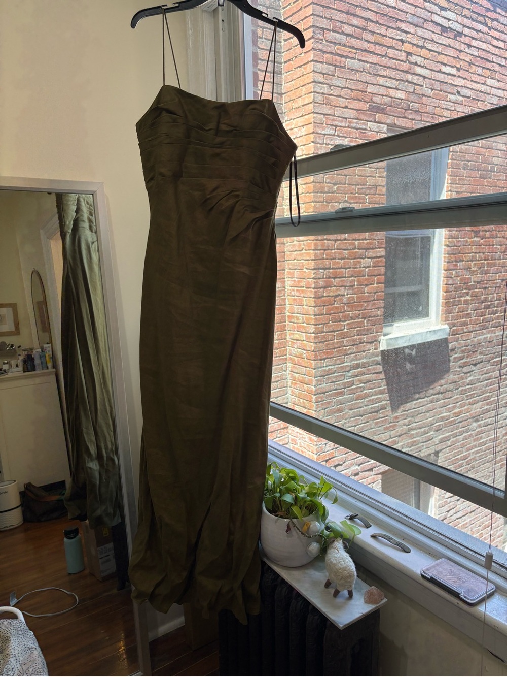 Aje Olive Draped Maxi Dress with Spaghetti Straps - Picture 8 of 9